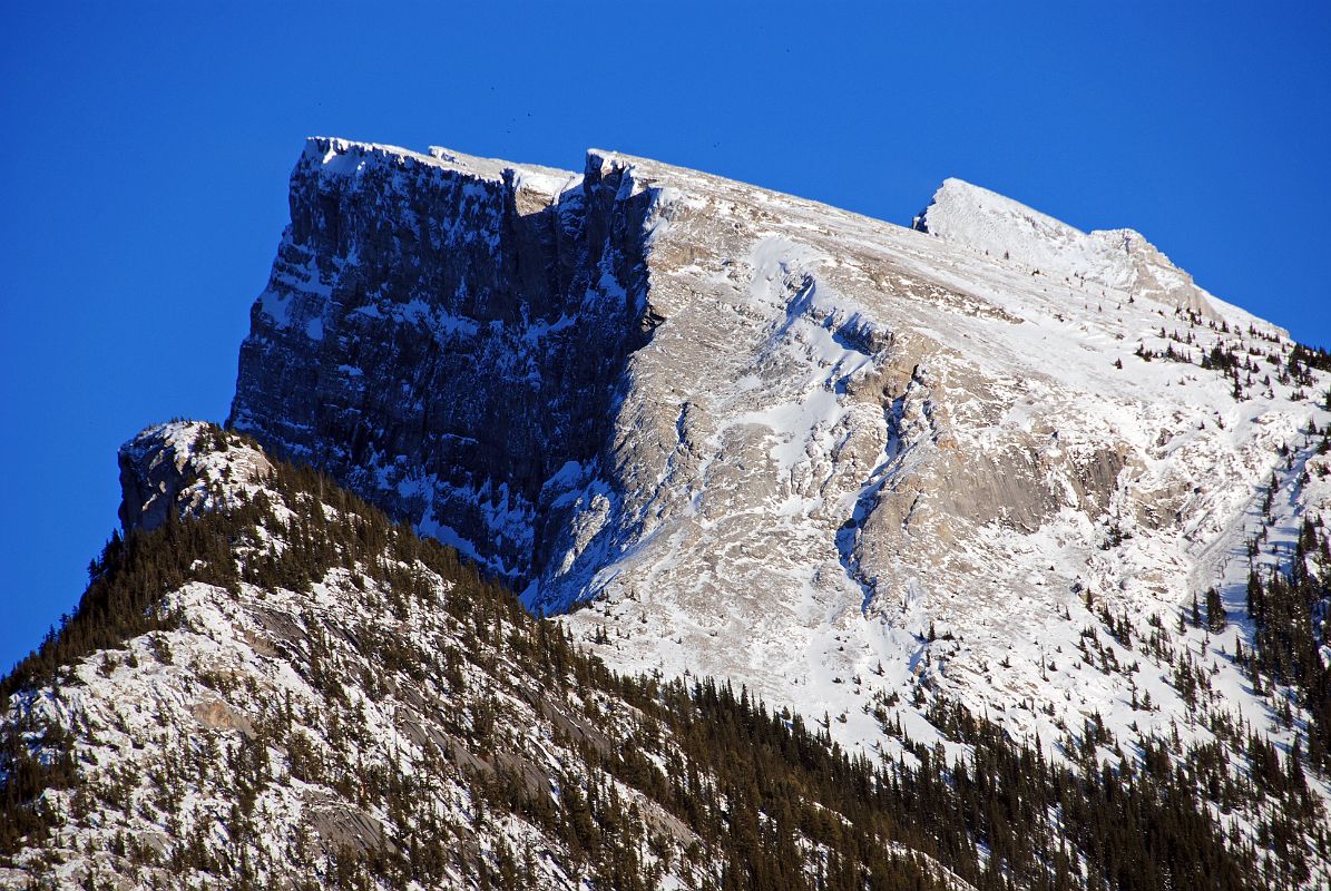 20A Mount Rundle Close Up Just Before Sunset From Bow River Bridge In Banff In Winter